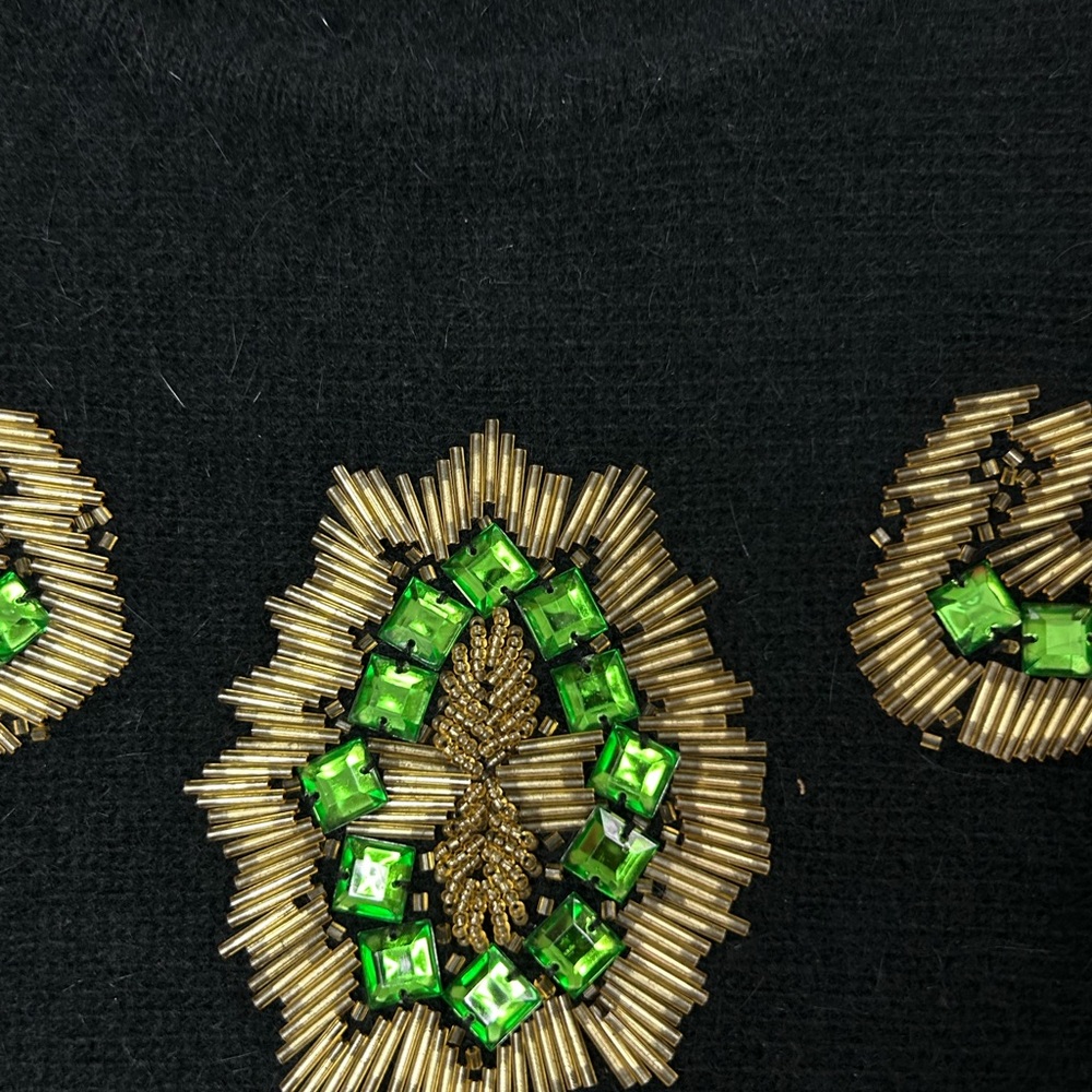 Outlander Vintage Lambswool Angora Sweater Women's Medium Beaded Black Gold - Picture 4 of 11